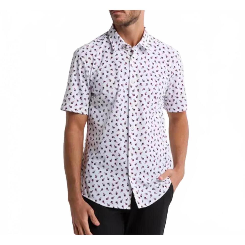Jared Lang 2XL Button-Front Shirt Surf & Palm Tree Print 100% Cotton Resortwear